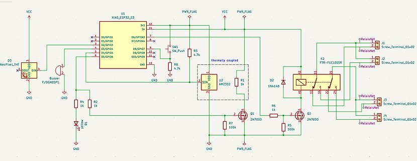 Schaltplan mit XIAO ESP32 S3, Relais und Sensoren