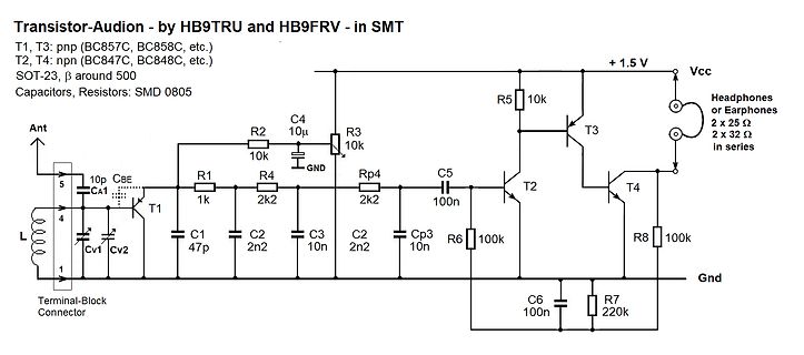 Schaltplan eines Transistor-Audios für SMT