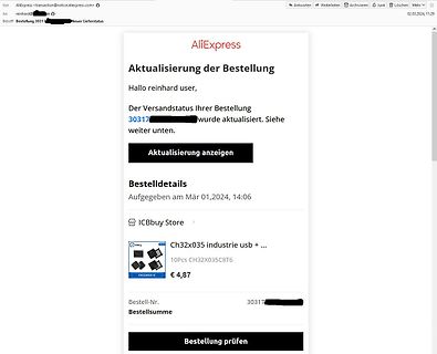 AliExpress Bestellstatus Aktualisierung