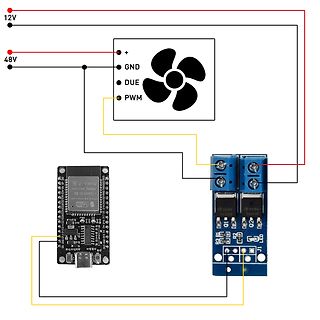 Verdrahtungsplan ESP32, Lüfter und Relaismodul