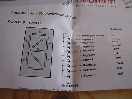 Anschlussplan für Stockwerksanzeigen Typ 849 S