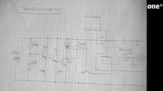 Handgezeichneter Schaltplan einer Parklichtschaltung