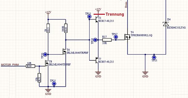 Schaltplan einer Motorsteuerung mit MOSFETs