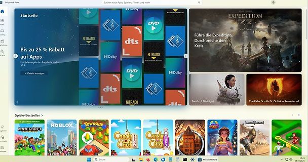 Microsoft Store Oberfläche mit Spieleangeboten