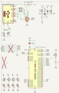 Schaltplan eines ESP32-S3-MINI-1 Moduls mit USB-Anschluss