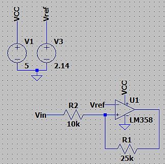 Schaltplan eines Komparators mit LM358