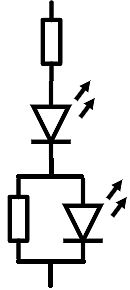 Schaltplan mit Widerstand, Diode und parallel geschalteten LEDs