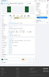 Webseite eines PCB-Herstellers mit Konfigurationsoptionen