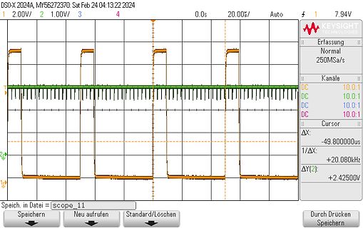 Oszilloskop-Screenshot eines Rechtecksignals
