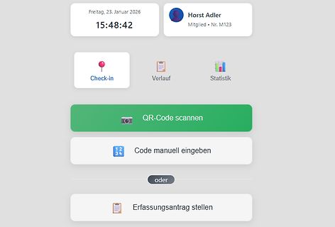 Benutzeroberfläche einer Check-in App
