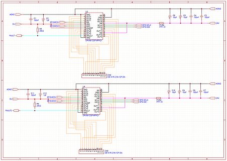 Schaltplan mit zwei DRV8912QFPWRQ1 Treibern