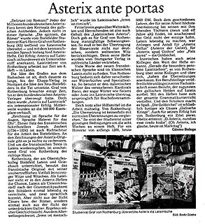 Textseite und Foto eines Asterix-Buchs