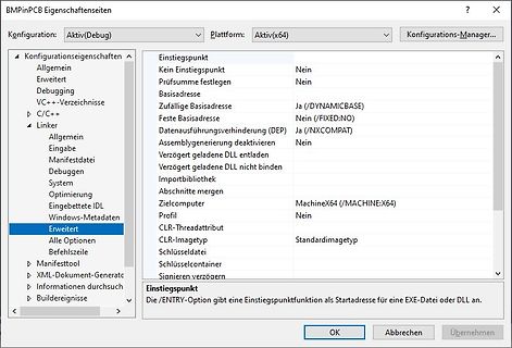 Einstellungen im Konfigurations-Manager einer Software
