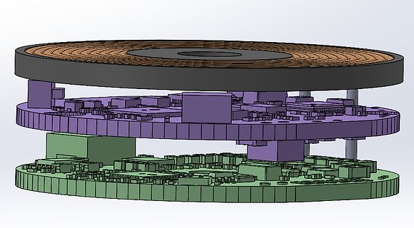 3D-CAD-Modell eines gestapelten PCB-Aufbaus