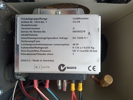 Typenschild einer Waeco ColdMachine