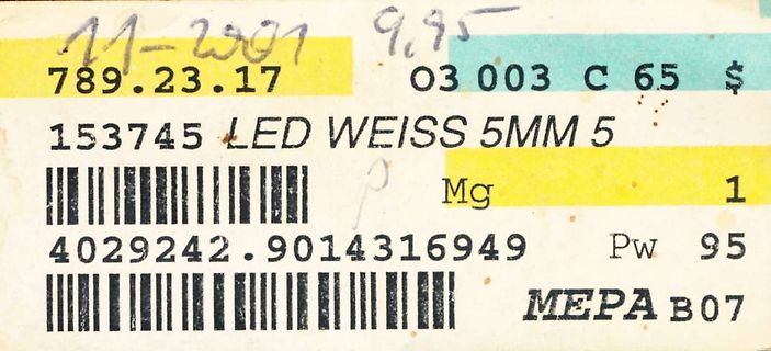 Etikett einer LED