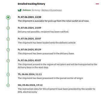 Sendungsverfolgung einer DHL-Lieferung