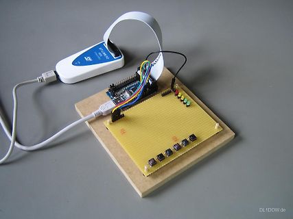 Elektronik-Aufbau mit ST-LinkV2 und Lochrasterplatine