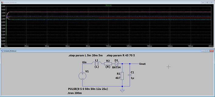 LTspice Simulation Schaltplan und Oszillogramm