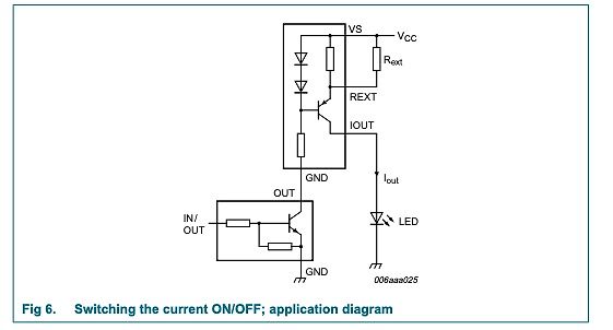 Anwendungsschaltplan zum Schalten eines LED-Stroms