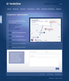 Webseite mit Firmeninformationen und Kontaktformular