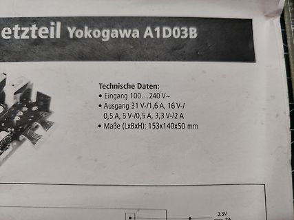 Technische Daten eines Yokogawa Netzteils