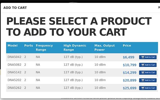 Produktliste eines Online-Shops für Elektronikkomponenten