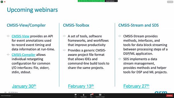 Präsentation von CMSIS-Webinaren