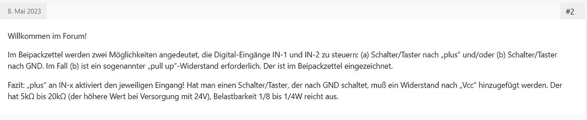 Textbeitrag aus einem Elektronikforum