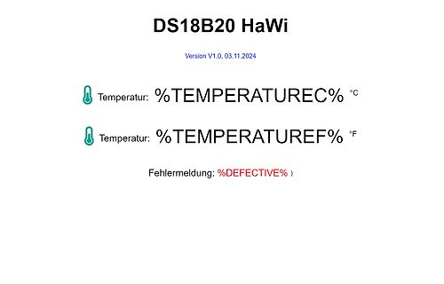 Software-Interface für DS18B20 Temperaturanzeige