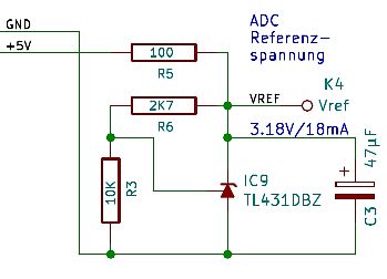 Schaltplan einer Referenzspannung mit TL431