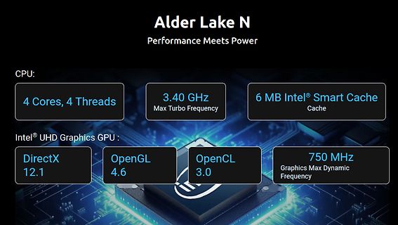 Technische Spezifikationen eines Intel Alder Lake N Prozessors