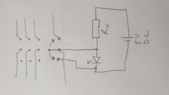 Handgezeichneter Schaltplan mit Schalter und Diode
