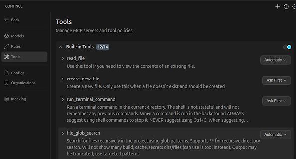Benutzeroberfläche für die Verwaltung von MCP-Servern und Tools