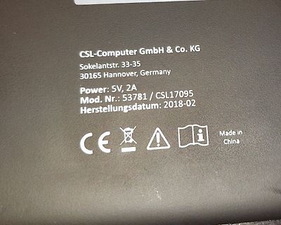 Typenschild eines elektronischen Geräts