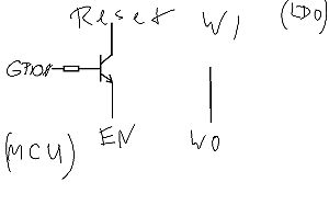 Handgezeichneter Schaltplan mit Transistor und LDO
