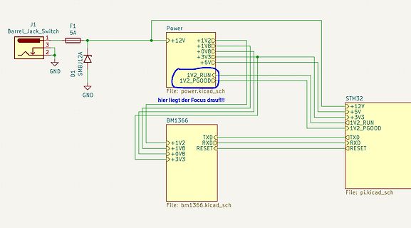 Schaltplan mit Power-Modul, BM1366 und STM32