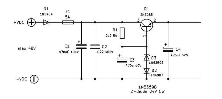 Schaltplan einer Spannungsregelung mit Transistor