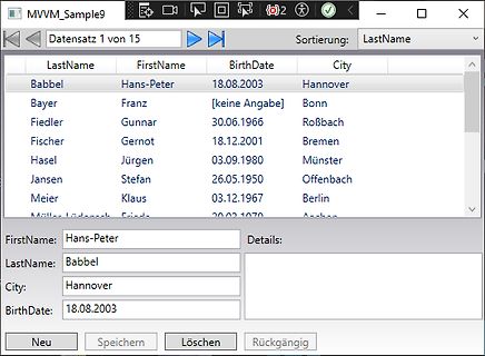 Software-Screenshot einer Personenliste