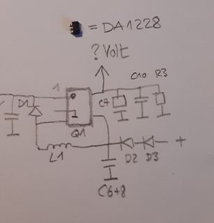 Handgezeichneter Schaltplan mit Bauteilfoto