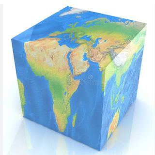 3D-Würfel mit Weltkarte