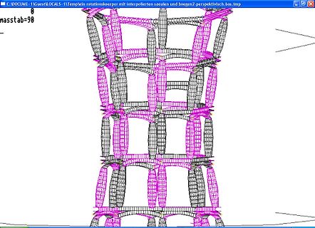 3D-CAD-Modell einer Tragstruktur mit interpolierten Säulen