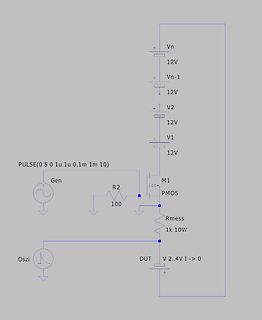 Schaltplan einer Simulation mit PMOS-Transistor