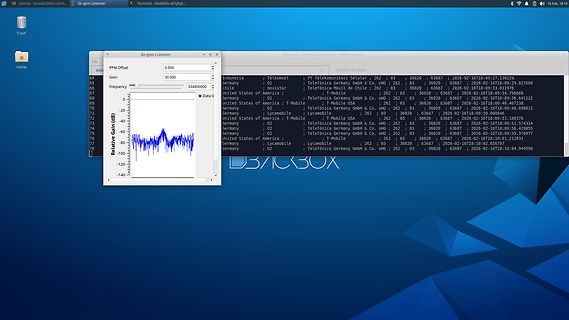 Screenshot einer GSM-Software mit Signalstärke-Anzeige