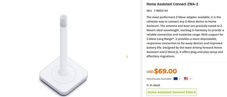 Produktseite Home Assistant Connect ZWA-2