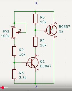 Schaltplan mit zwei Transistoren und Potentiometer