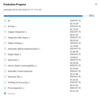 Statusanzeige des Produktionsfortschritts einer Leiterplatte