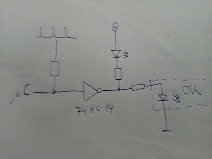 Handgezeichneter Schaltplan mit Inverter und LED
