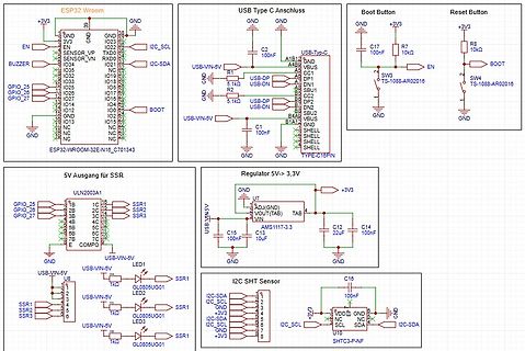 Schaltplan ESP32-WROOM mit USB-C und Spannungsregler