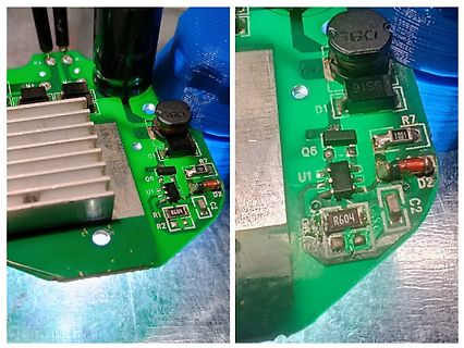 Nahaufnahme einer Leiterplatte mit elektronischen Bauteilen